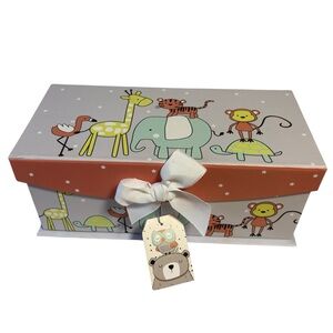 NEW Baby Gift Box & Nursery Container Organizer attached card & bow XMAS GIFT